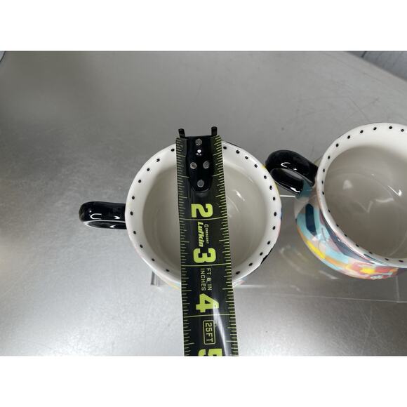 Anthropologie Coffee Tea Mug Ceramic KINETIC STENCIL Dots Abstract Set Of 2 - Picture 5 of 6